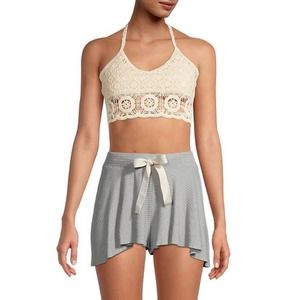 Free People NWT Sydney Crochet Halter Bralette L
